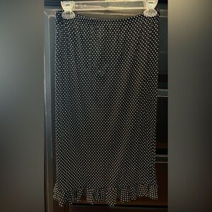 B.Moss stretchy black white polka dot mid length skirt